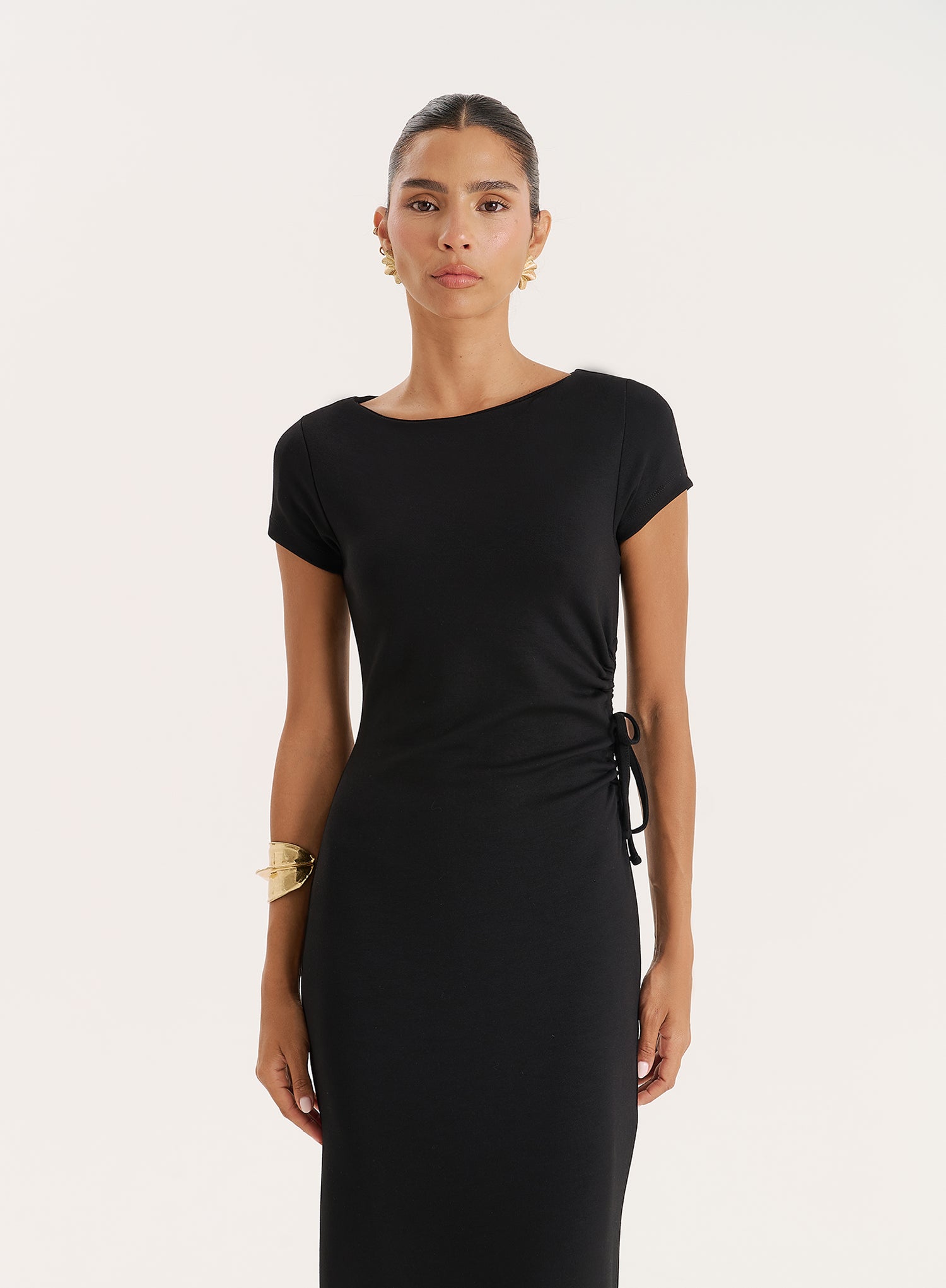 Black Jersey Cut Maxi Dress